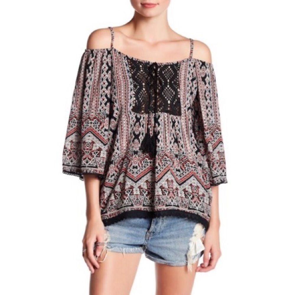 Angie Cold Shoulder Embroidered Top